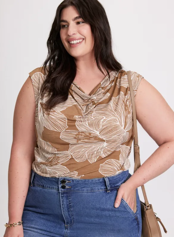 Cowl-Neck Floral Print Top sold by Laura