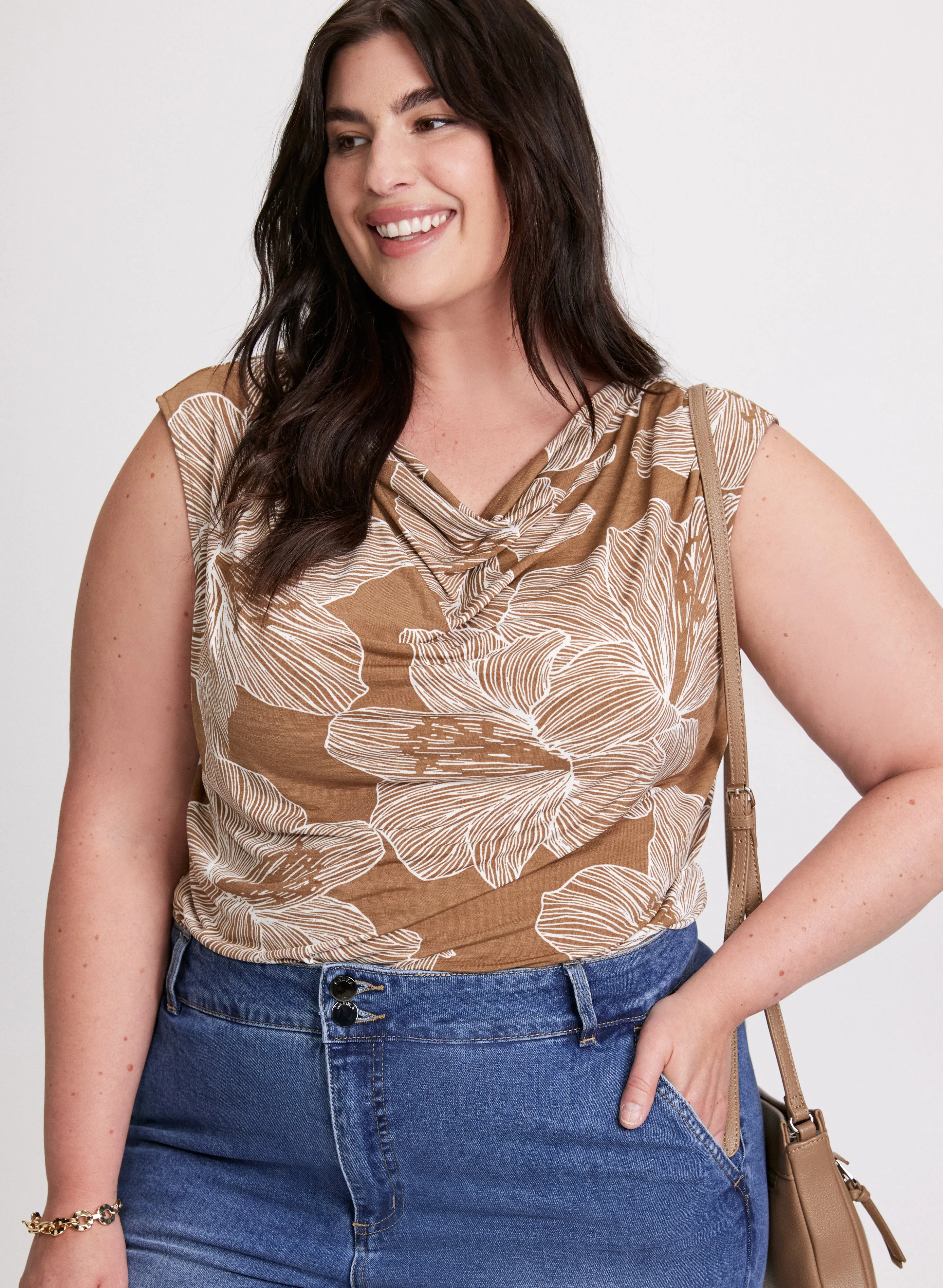Cowl-Neck Floral Print Top sold by Laura