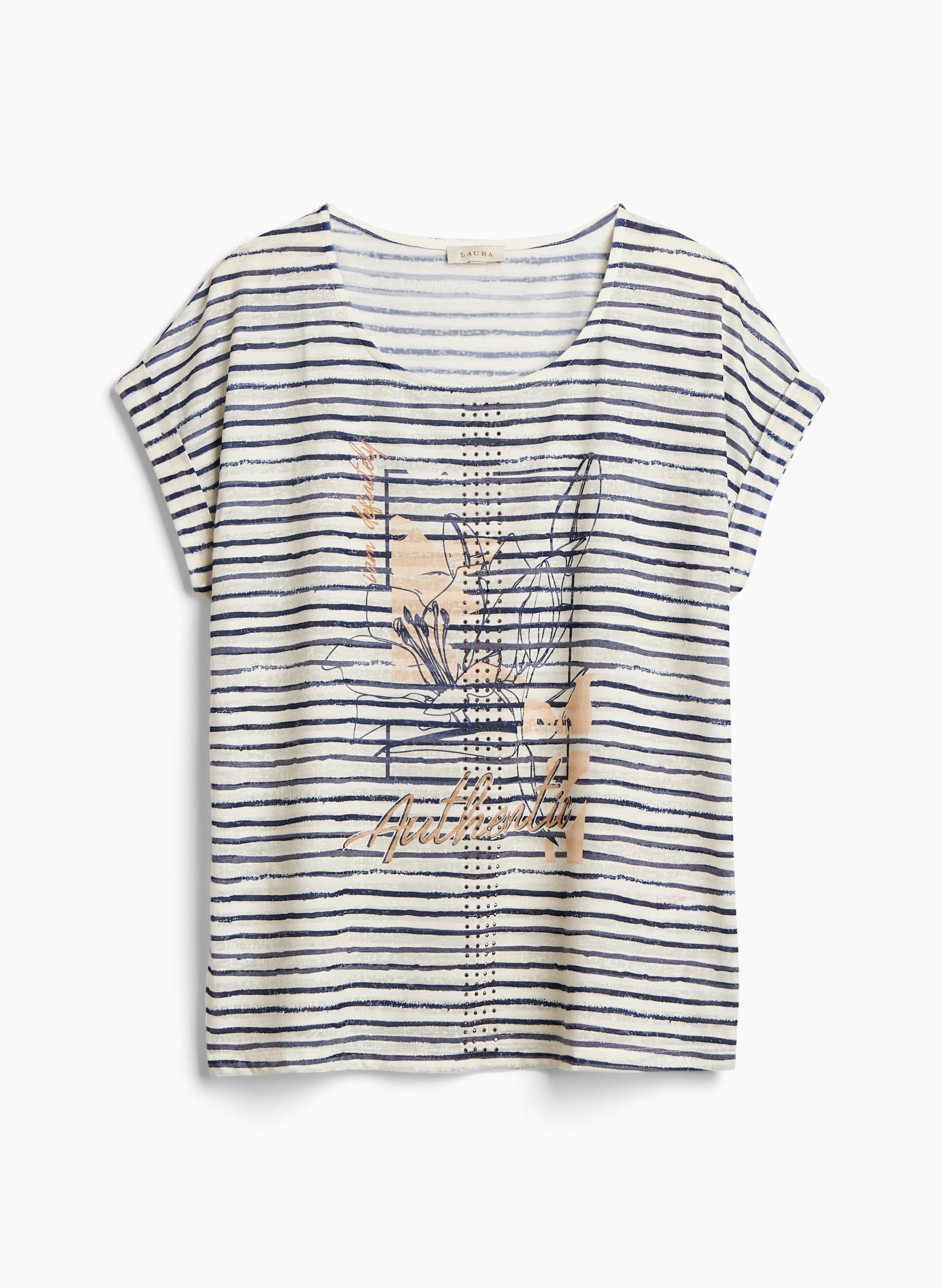 Striped Floral Print T-Shirt sold by Laura product image thumbnail 5