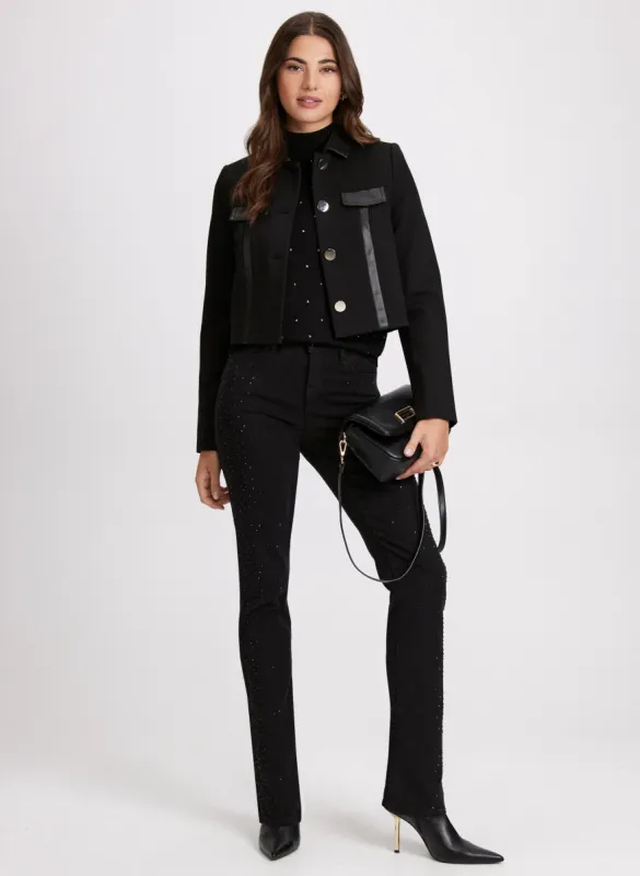 Cropped Jacket & Rhinestone Trim Jeans sold by Laura