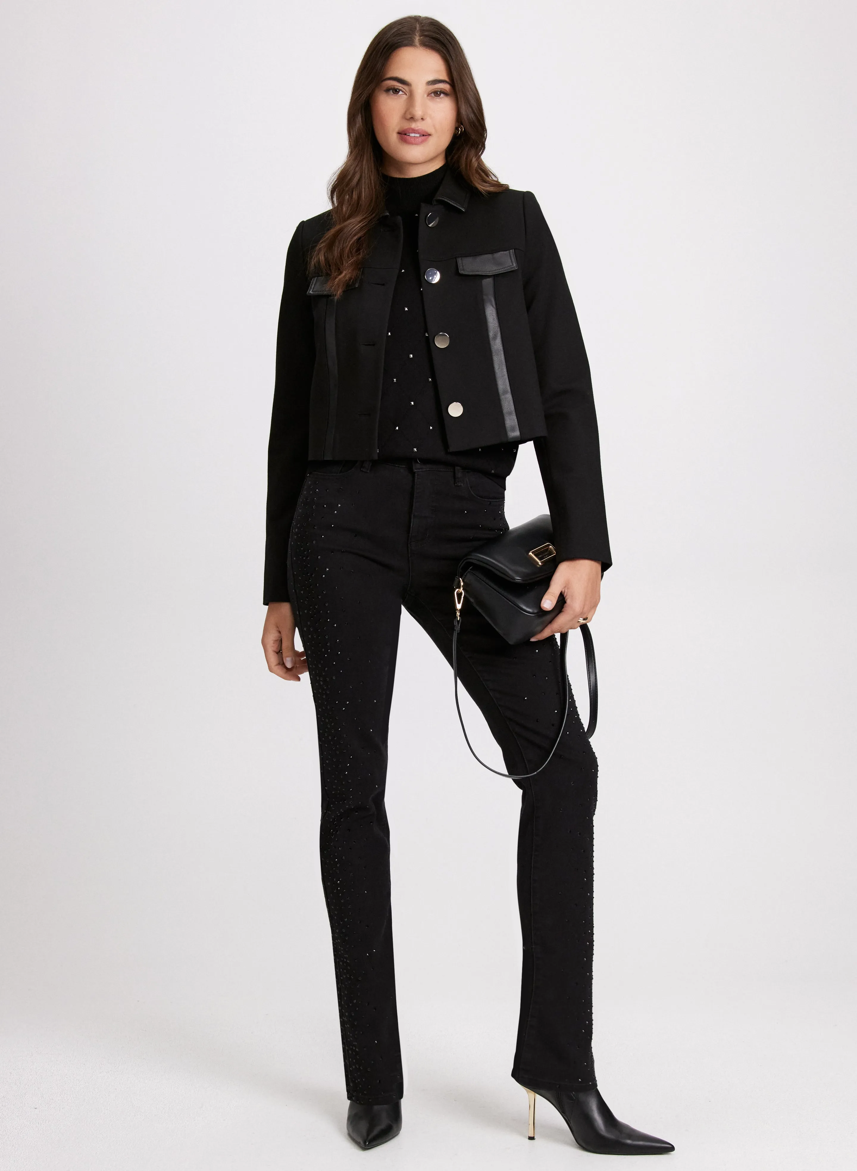 Cropped Jacket & Rhinestone Trim Jeans sold by Laura