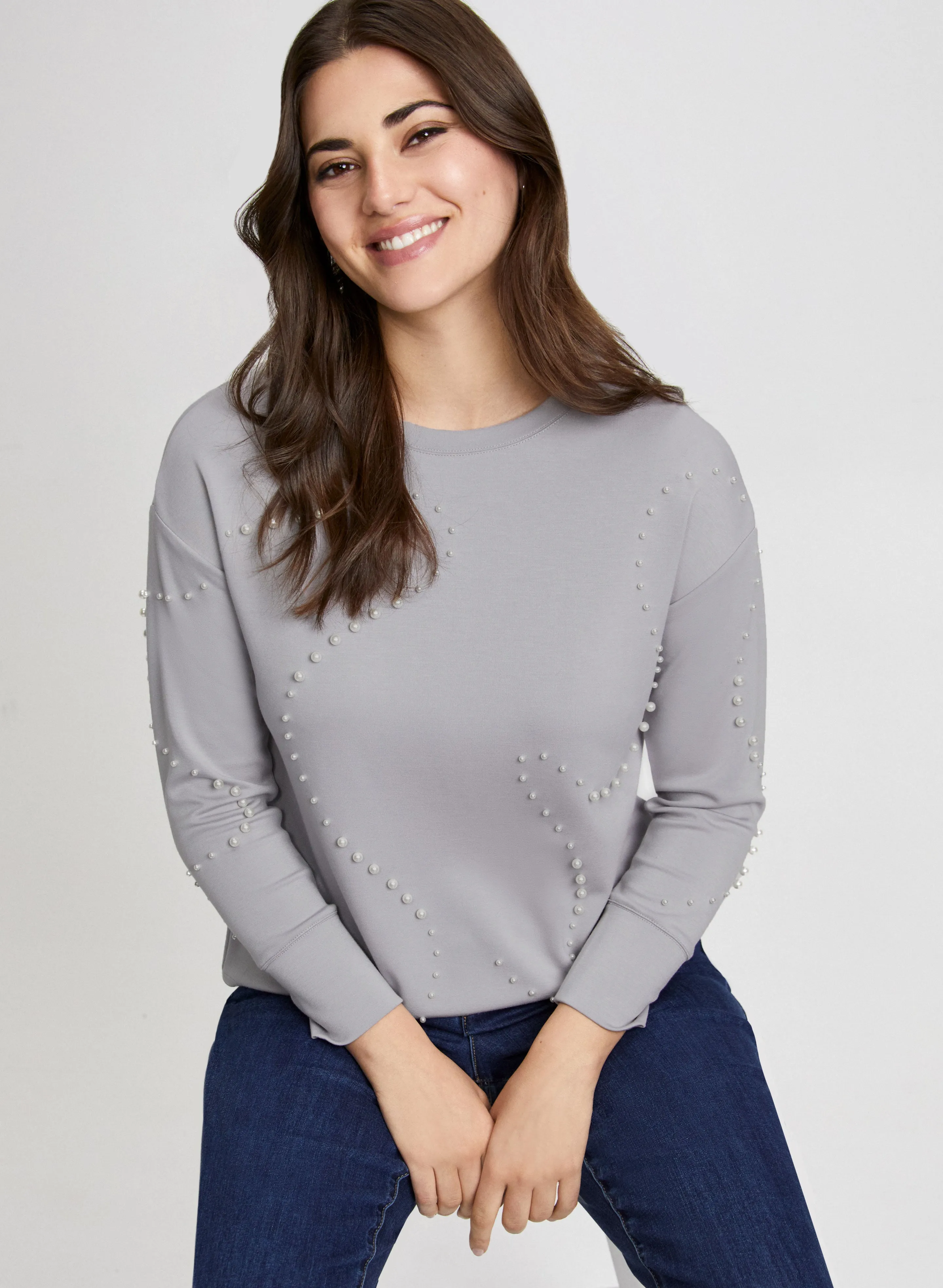 Long Sleeve Pearl Detail Top sold by Laura product image thumbnail 5