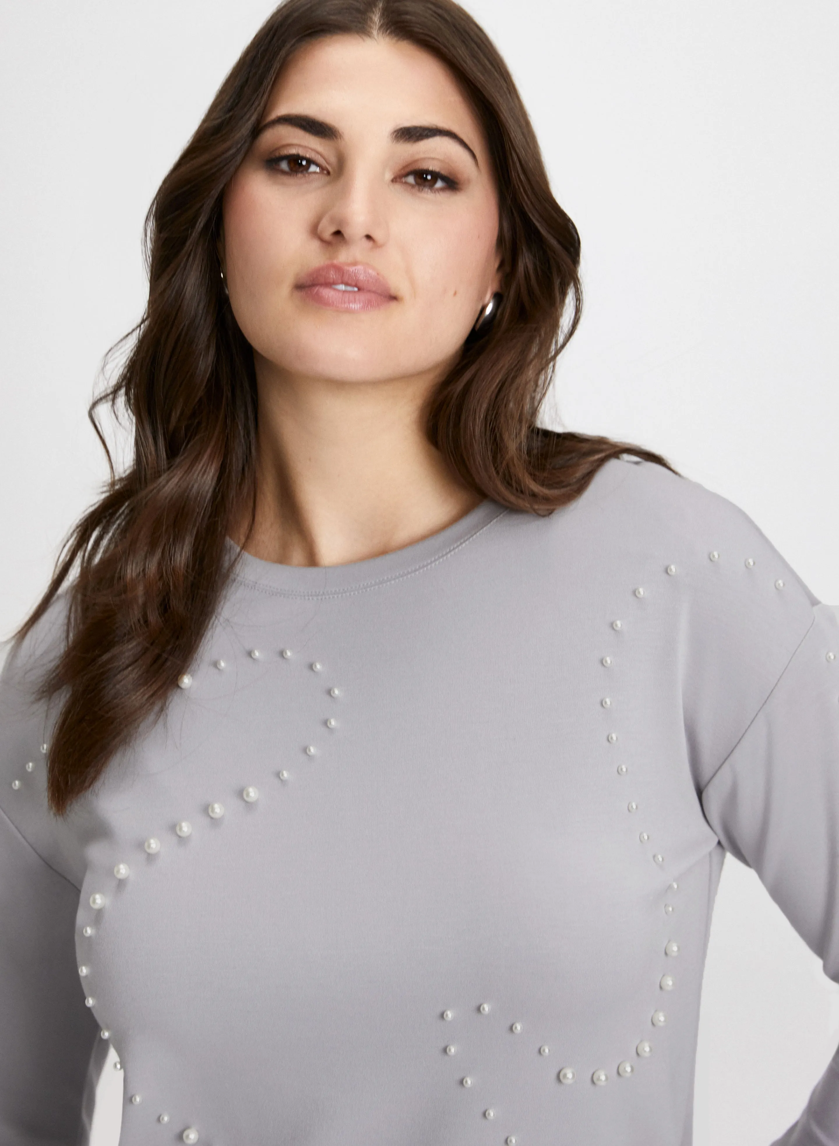Long Sleeve Pearl Detail Top sold by Laura product image thumbnail 2