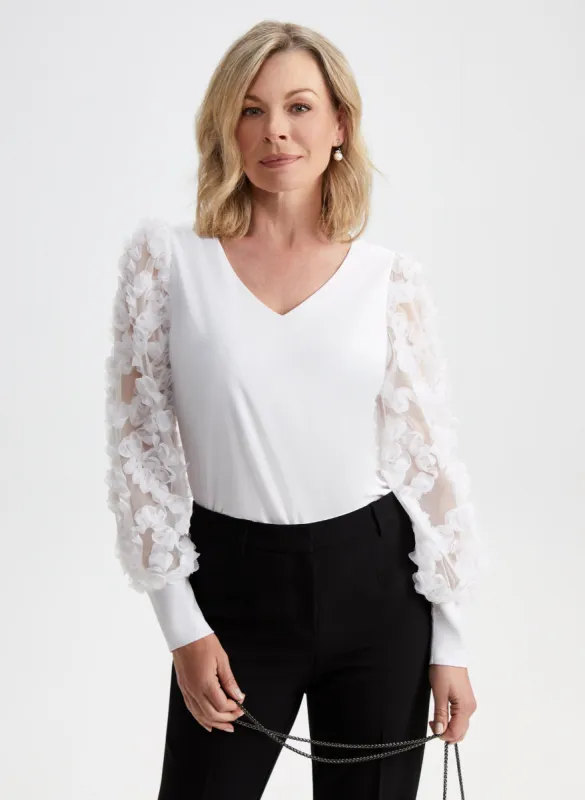Embellished Mesh Sleeve Top sold by Laura