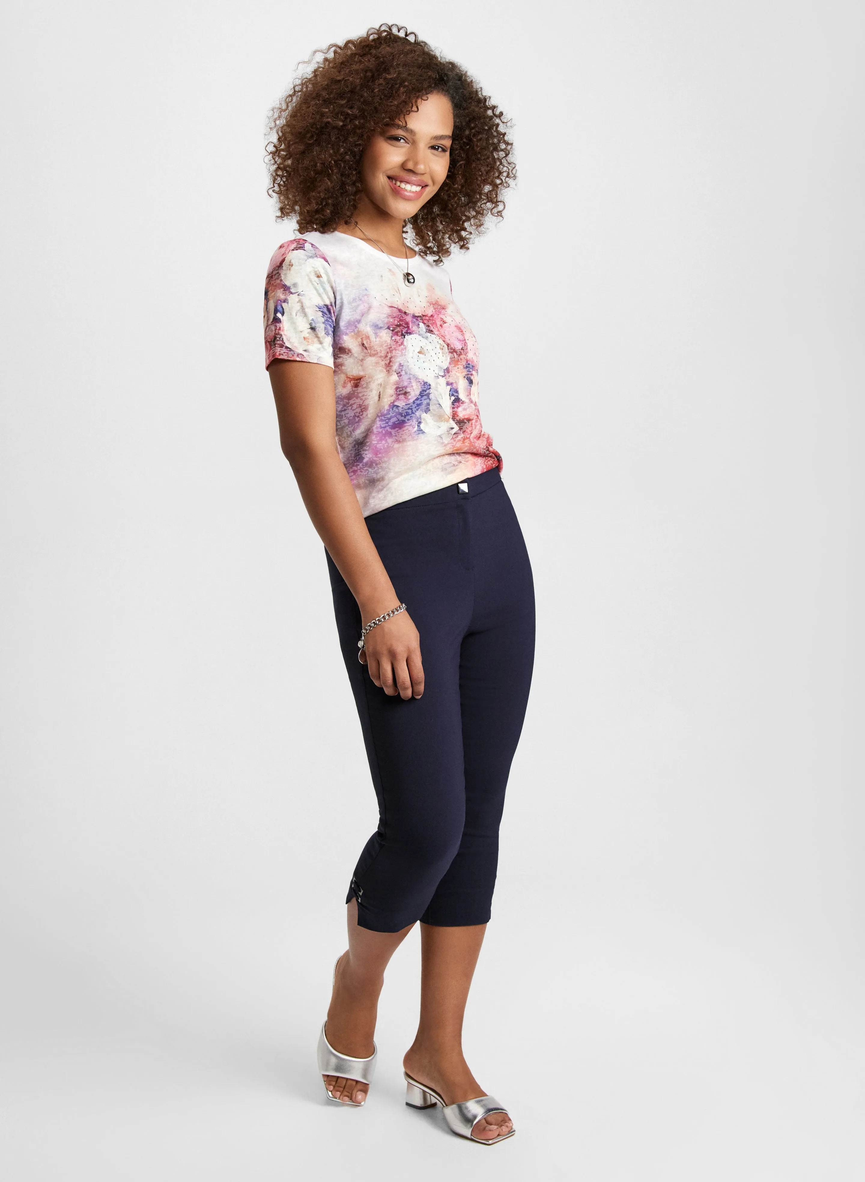 Floral Burnout Tee & Bengaline Capris sold by Laura