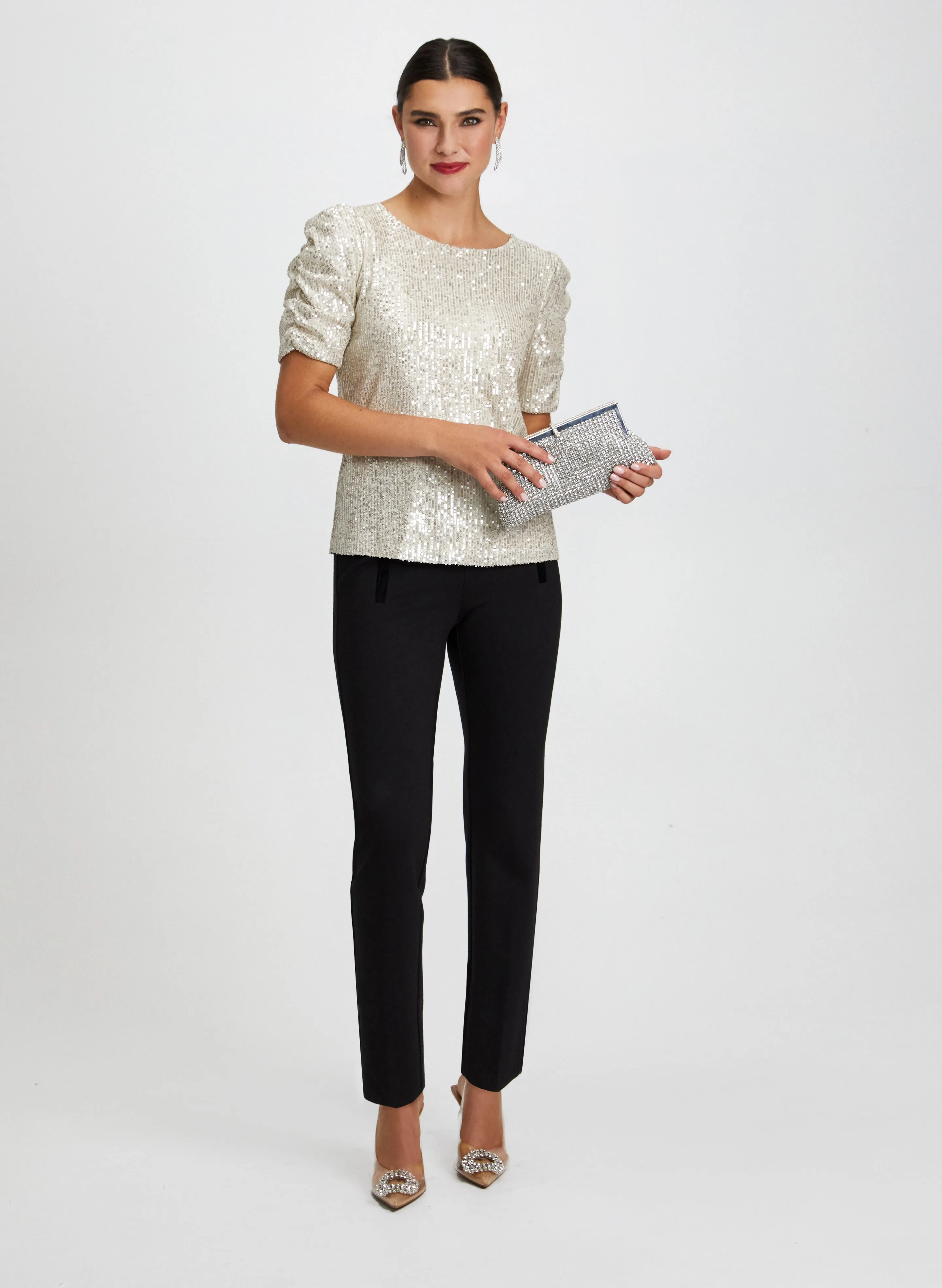 Sequin Top & Bow Detail Pants sold by Laura