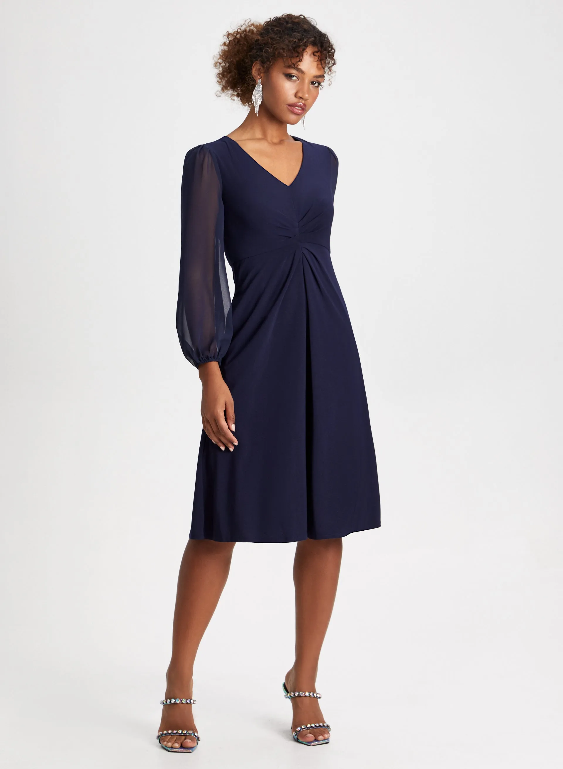 Chiffon Sleeve Ruched Detail Dress sold by Laura