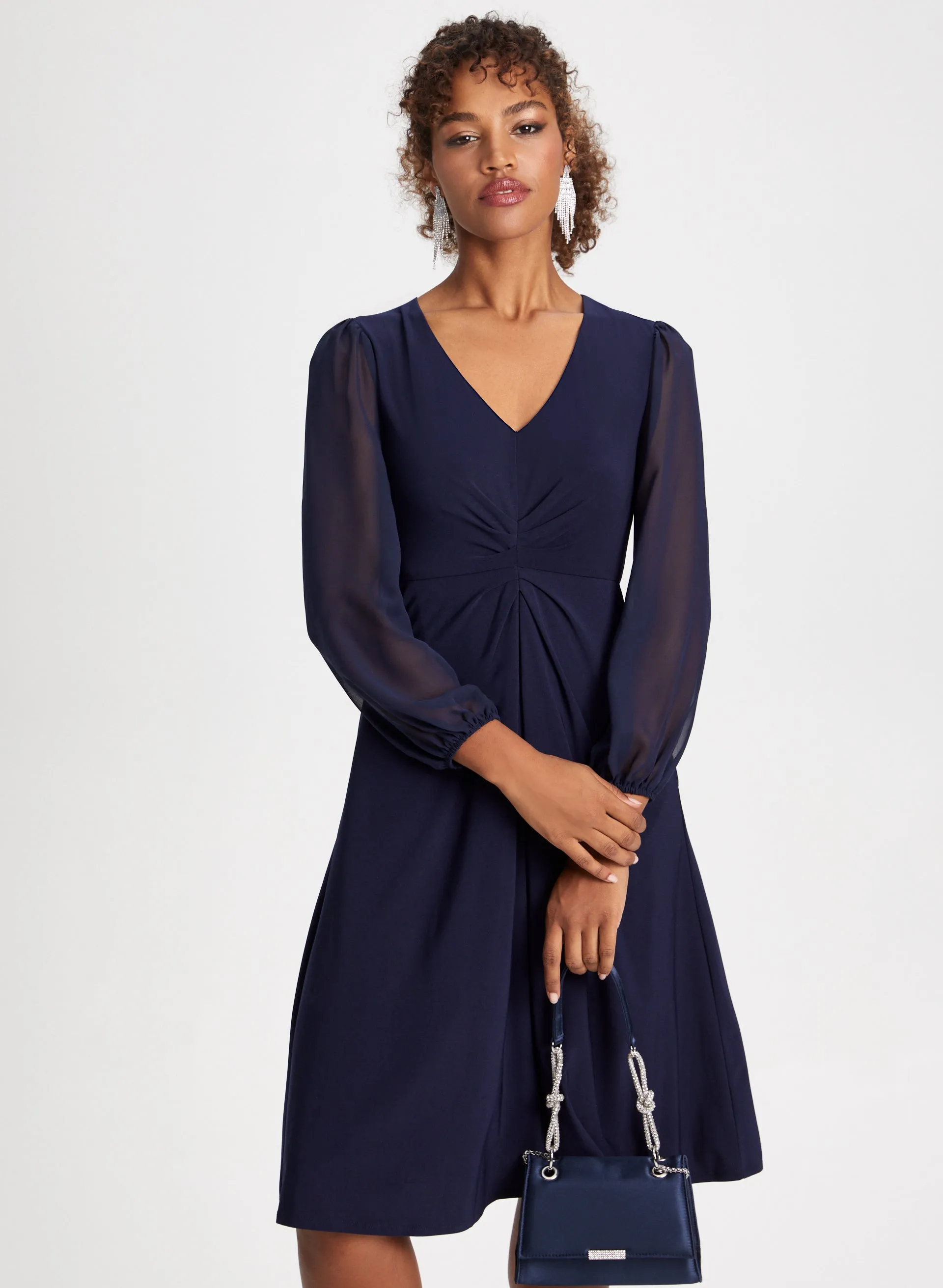 Chiffon Sleeve Ruched Detail Dress sold by Laura product image thumbnail 4