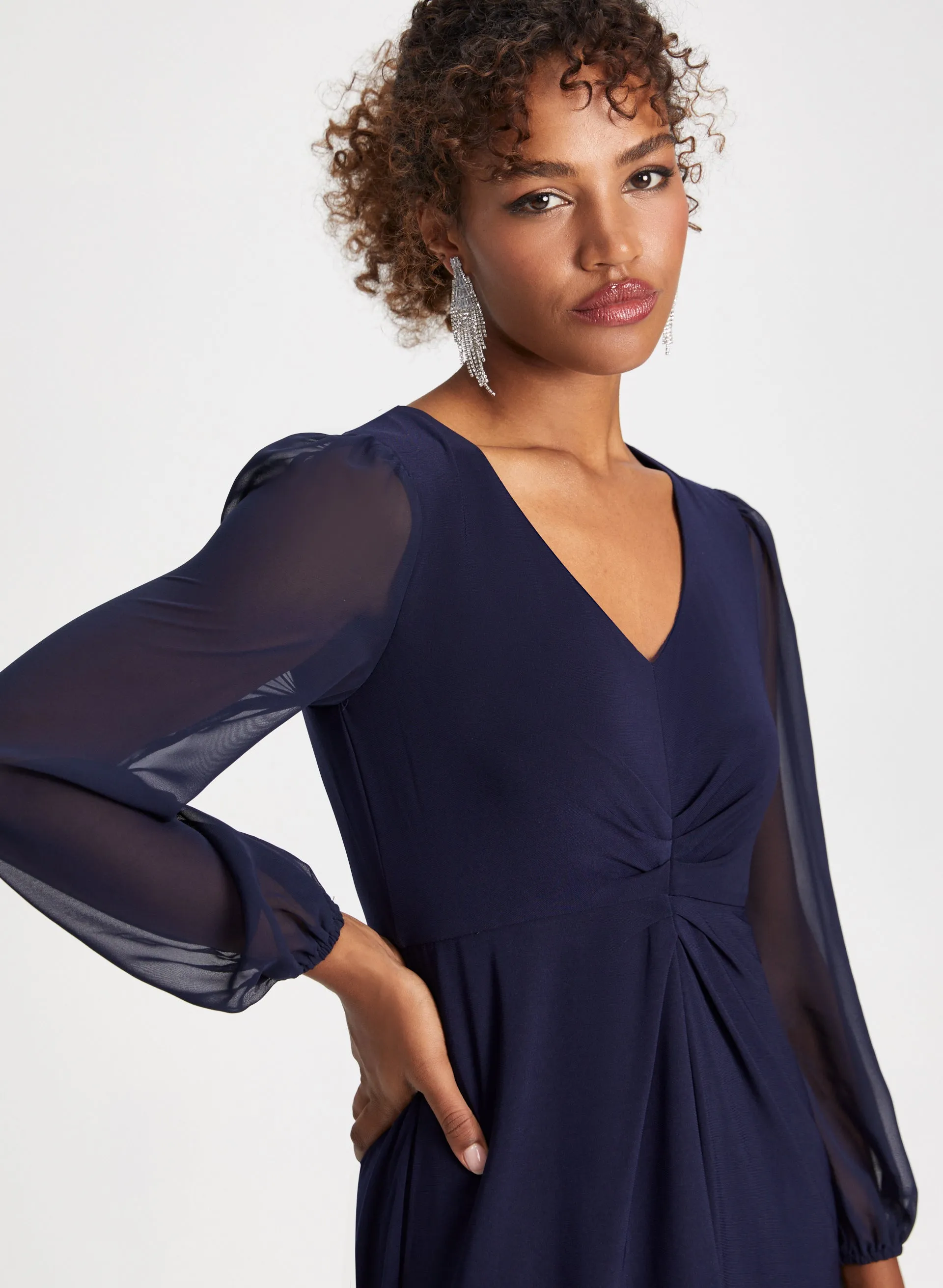 Chiffon Sleeve Ruched Detail Dress sold by Laura product image thumbnail 5