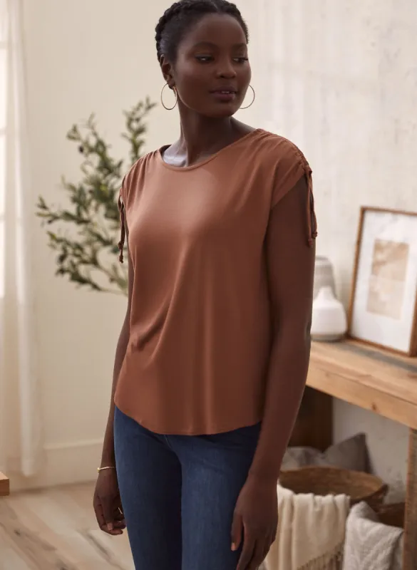 Ruched Short Sleeve Tee sold by Laura
