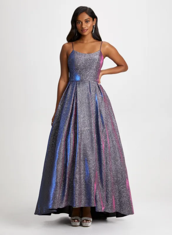 Asymmetrical Metallic Ballgown sold by Laura
