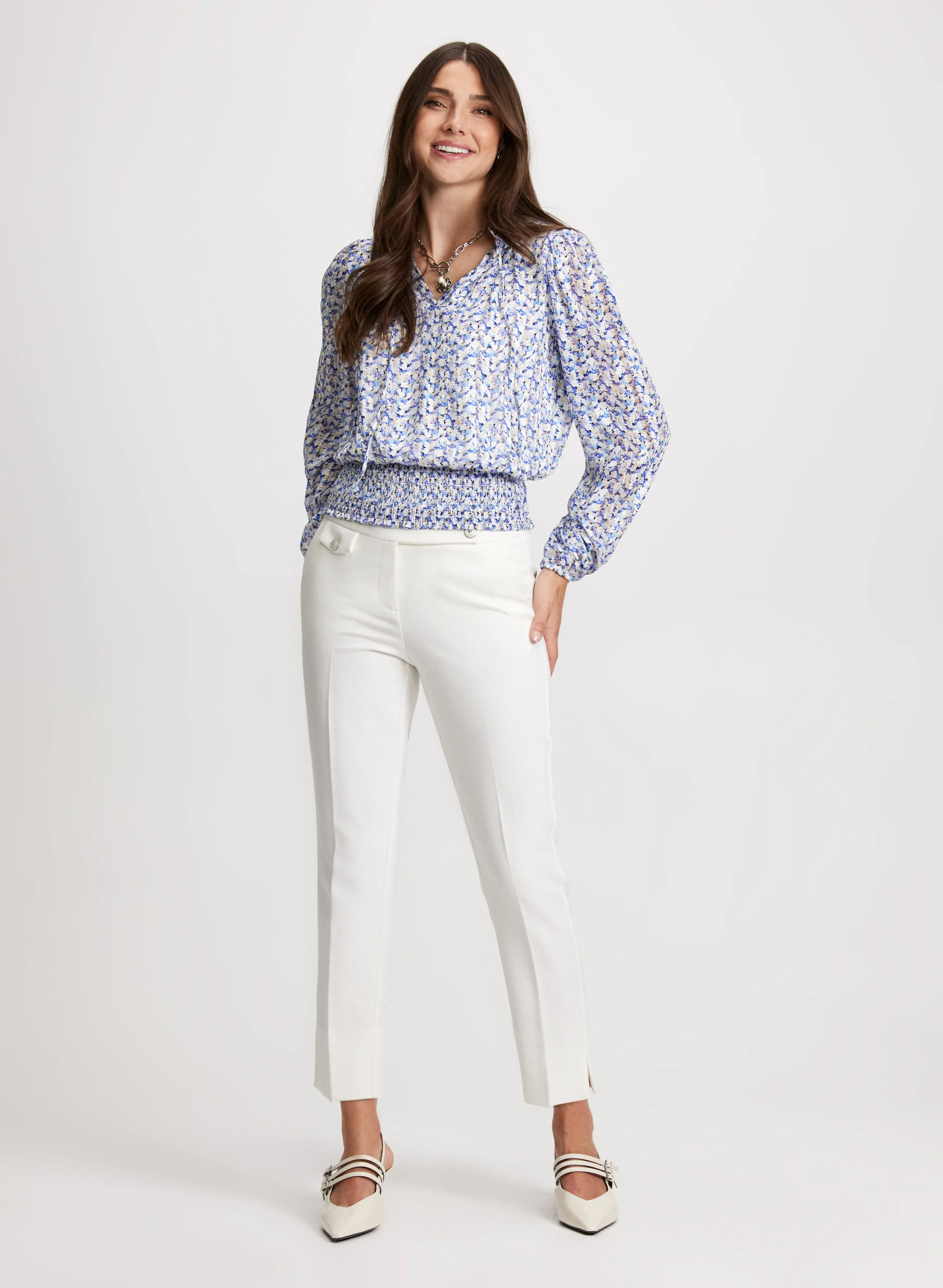 Satin Floral Print Blouse & Slim Leg Ankle Pant sold by Laura