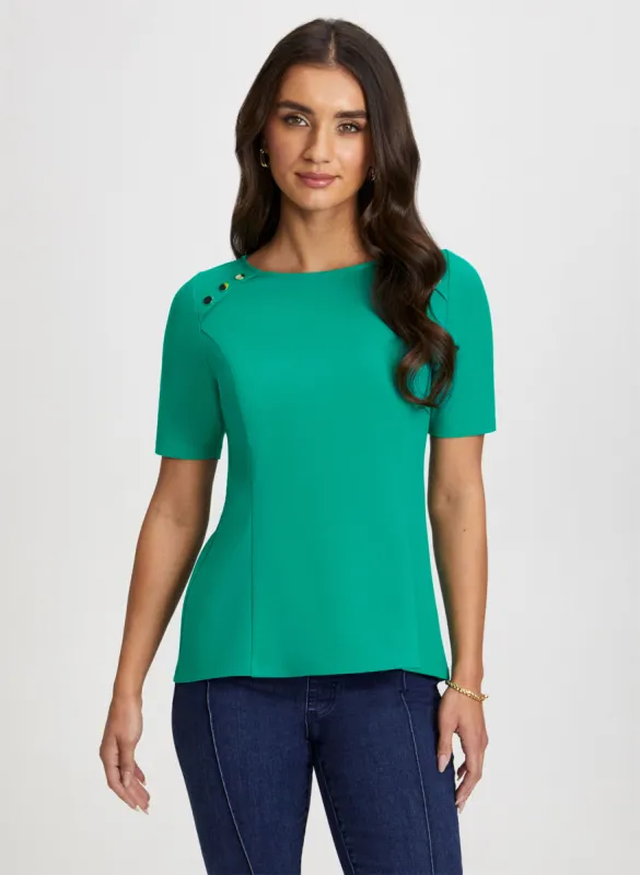 Button Detail Peplum Top sold by Laura
