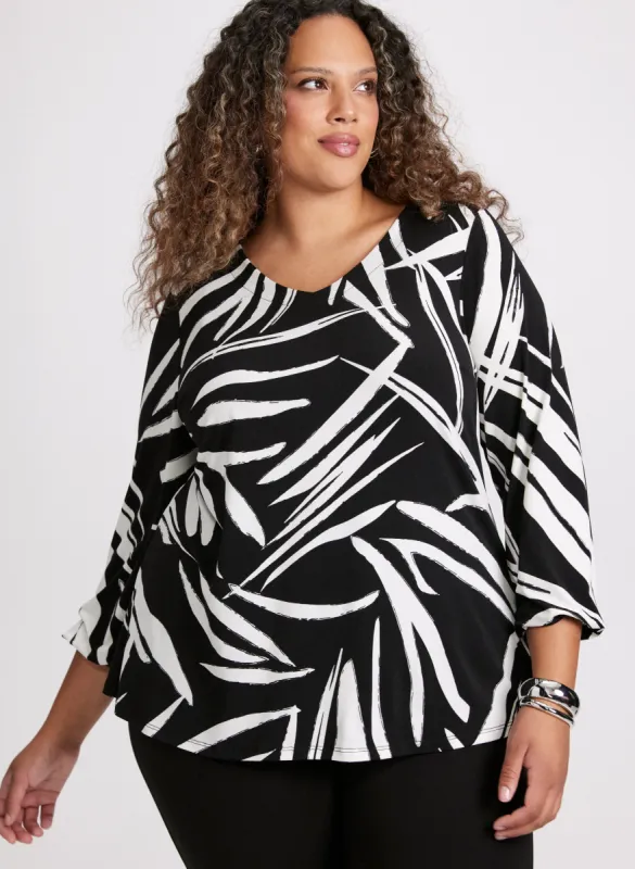 Abstract Print V-Neck Top sold by Laura