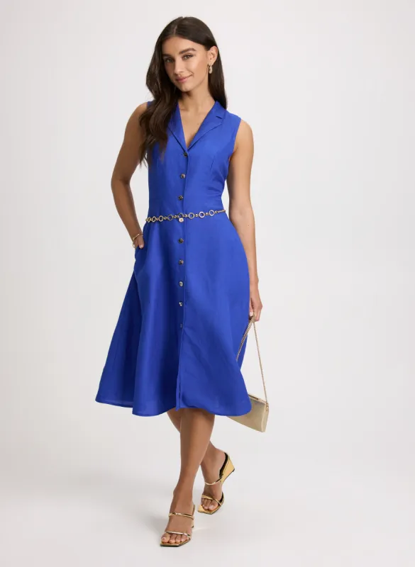 Linen-Blend Midi Shirt Dress sold by Laura