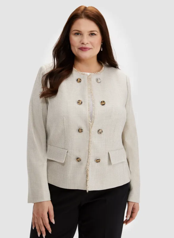 Textured Linen Collarless Jacket sold by Laura