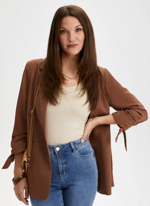 Gathered Tie Sleeve Blazer sold by Laura