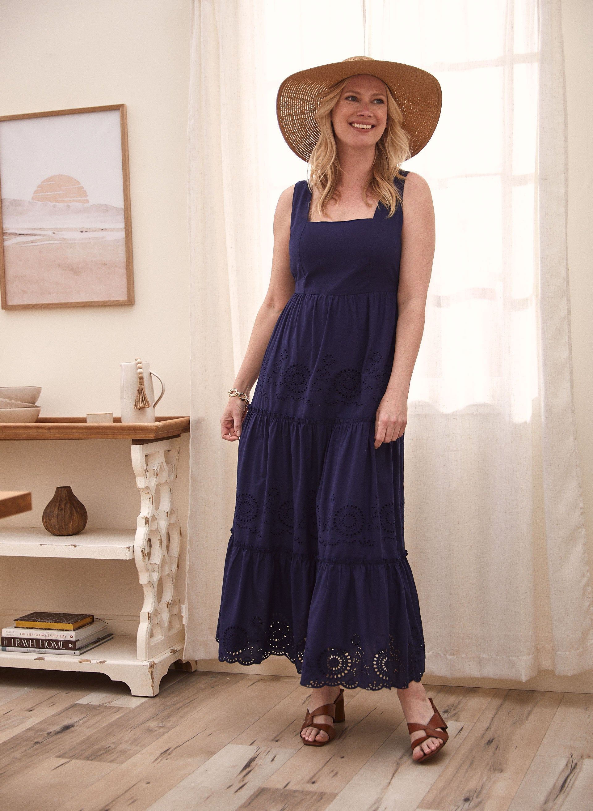 Eyelet Detail Cotton Maxi Dress sold by Laura