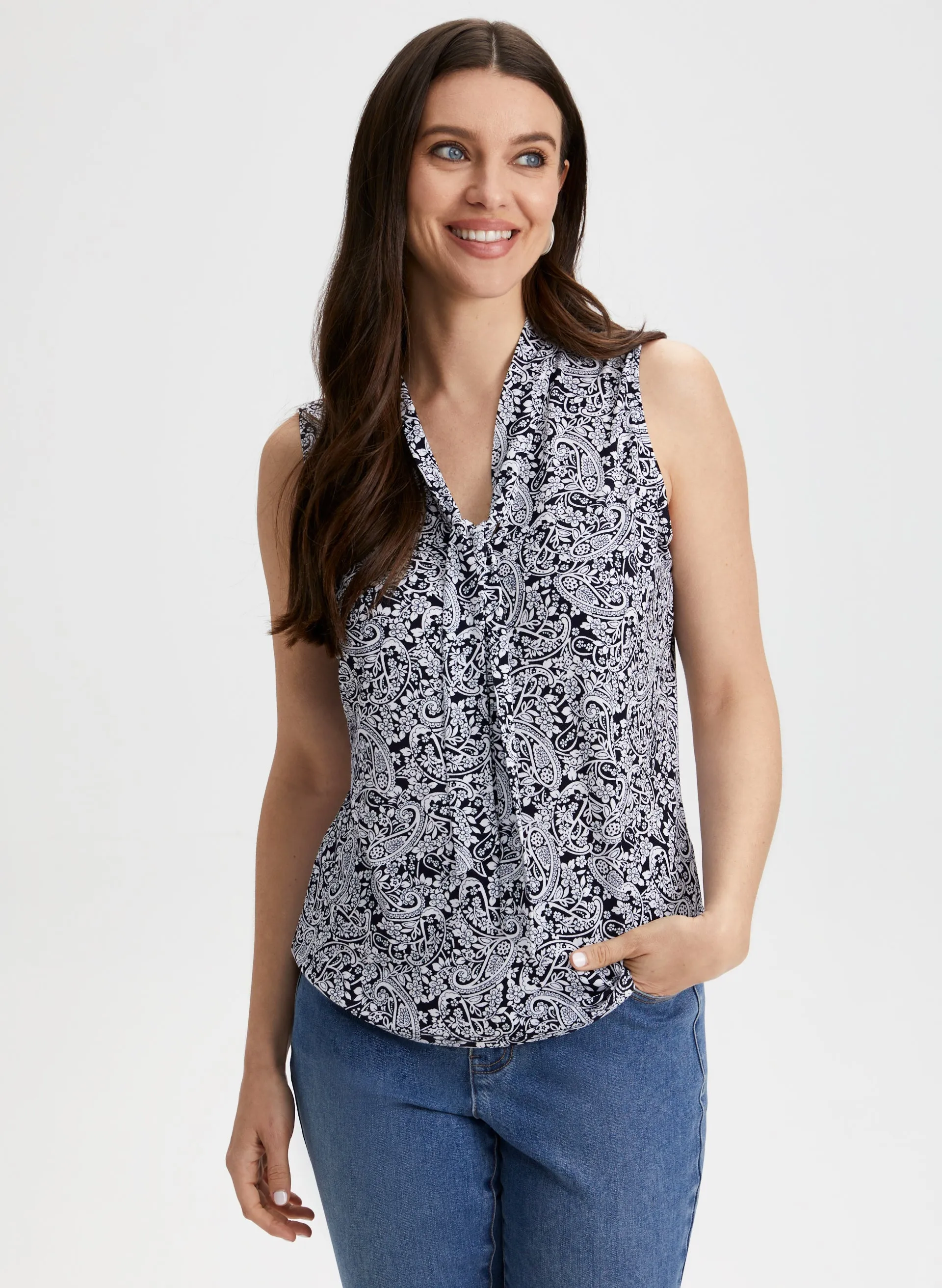Paisley Print Tie-Neck Top sold by Laura product image thumbnail 5