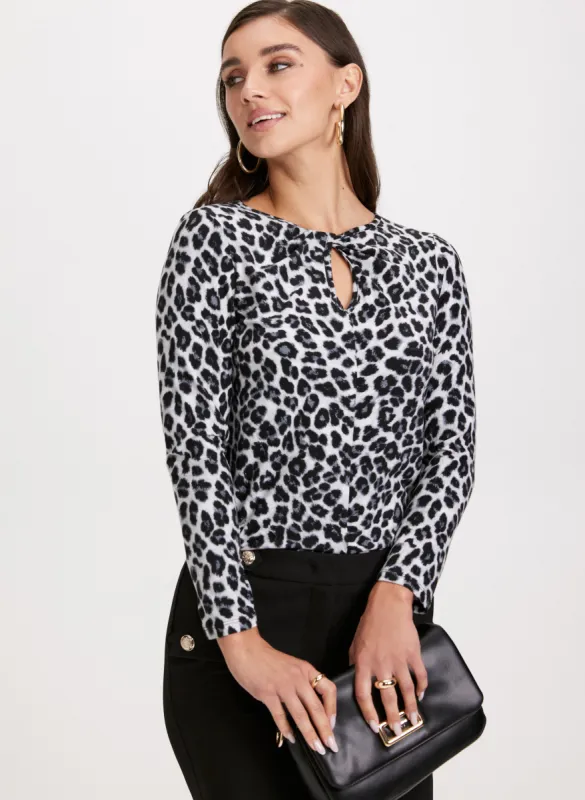 Animal Print Keyhole Detail Blouse sold by Laura