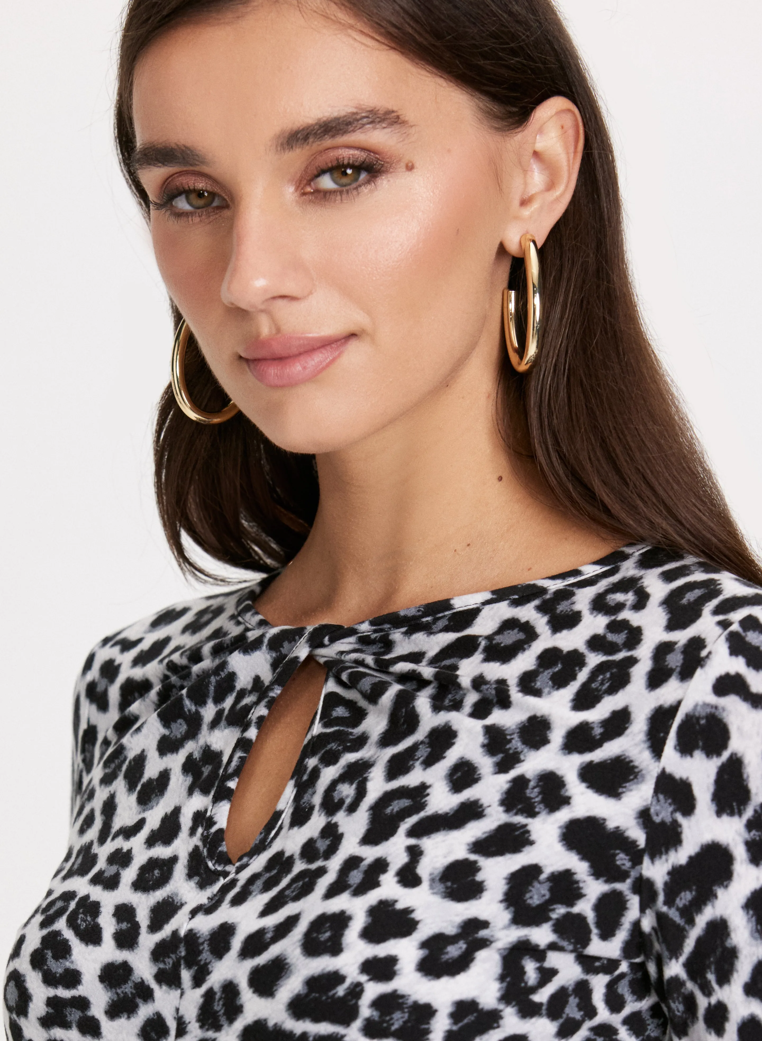 Animal Print Keyhole Detail Blouse sold by Laura product image thumbnail 5