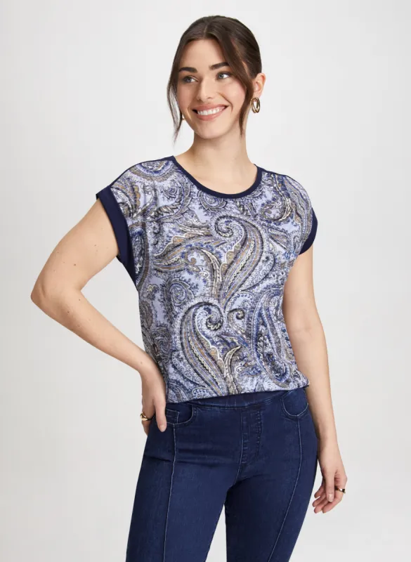 Cap Sleeve Paisley T-Shirt sold by Laura