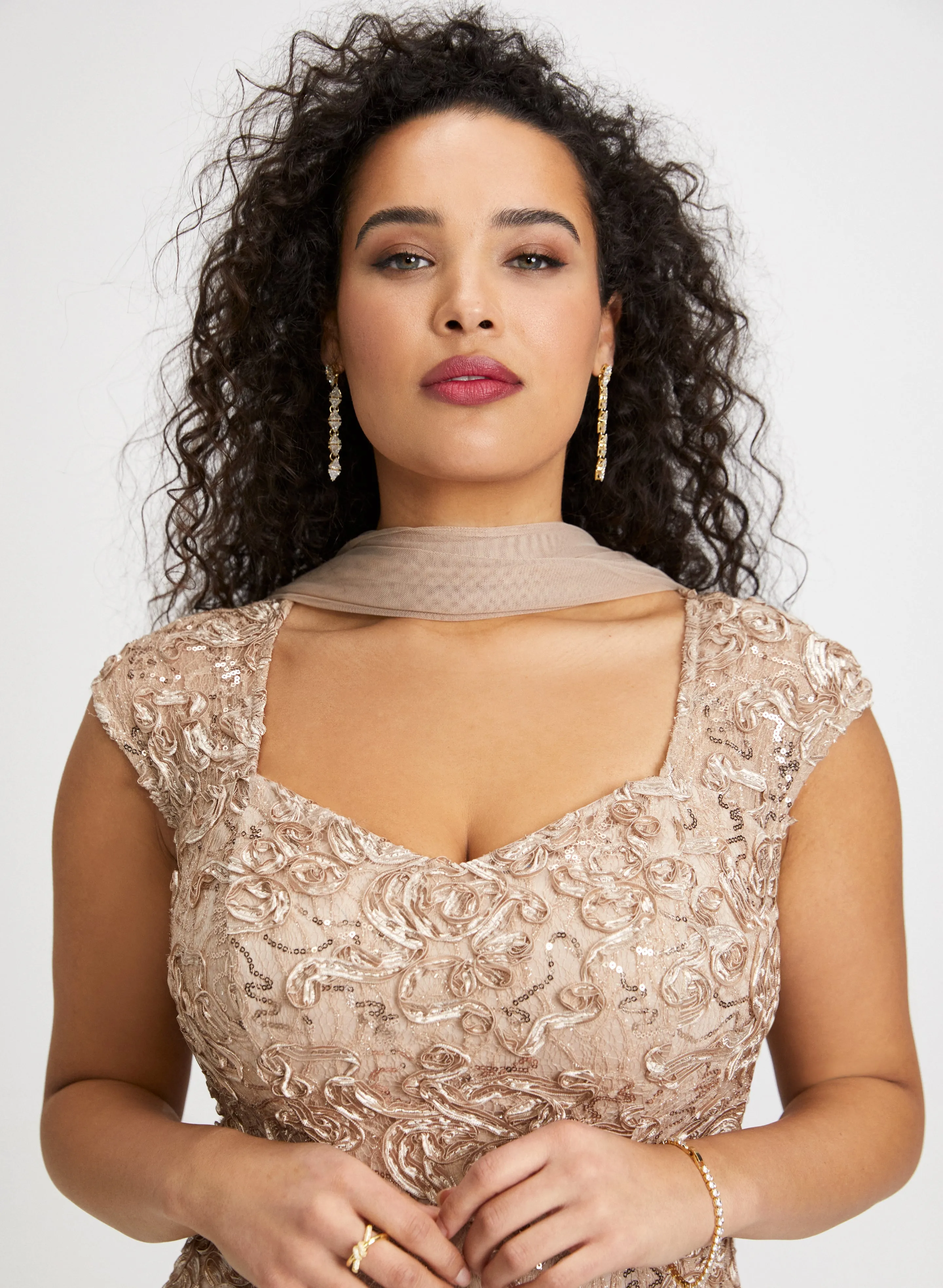 Floral Soutache Detail Dress & Shawl sold by Laura product image thumbnail 5