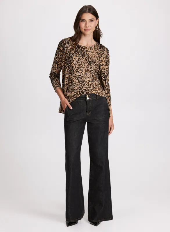 Leopard Print Cardigan & Flare Leg Jeans sold by Laura