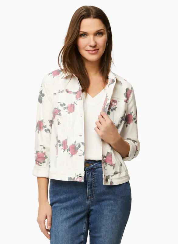 Floral Print Denim Jacket sold by Laura