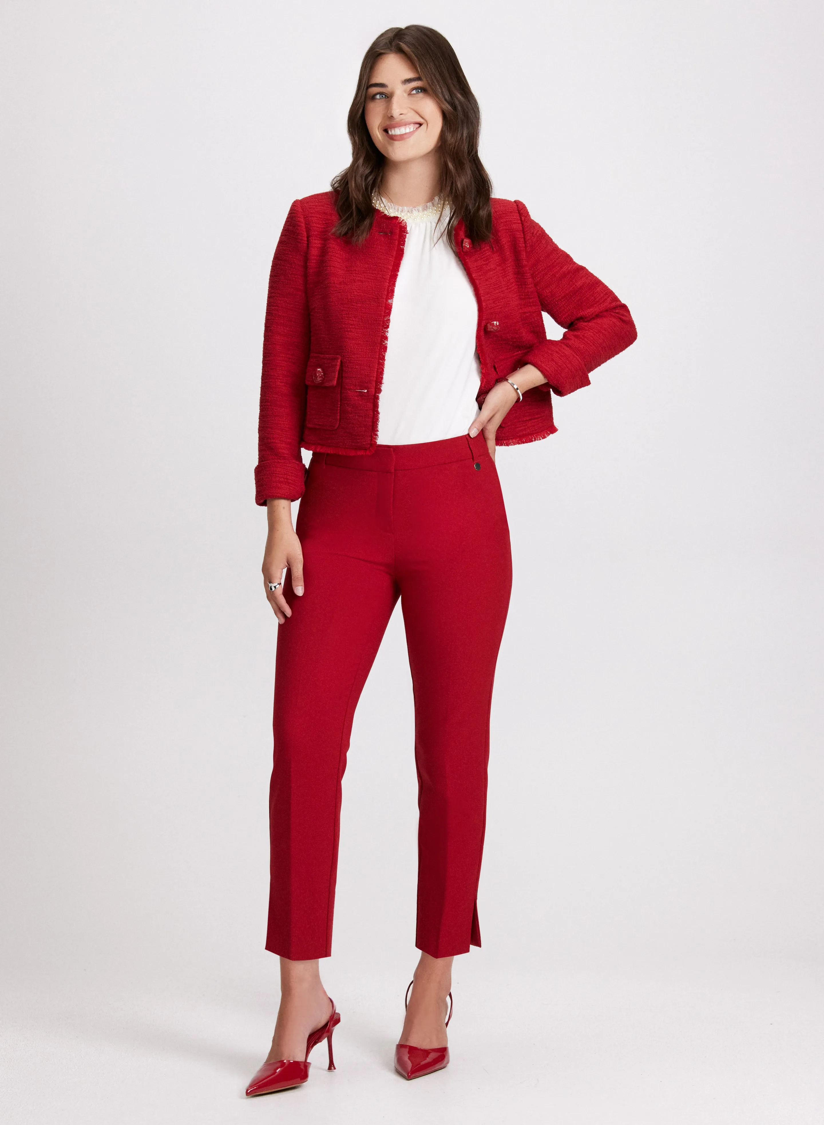 Bouclé Jacket & Slit Hem Pants sold by Laura