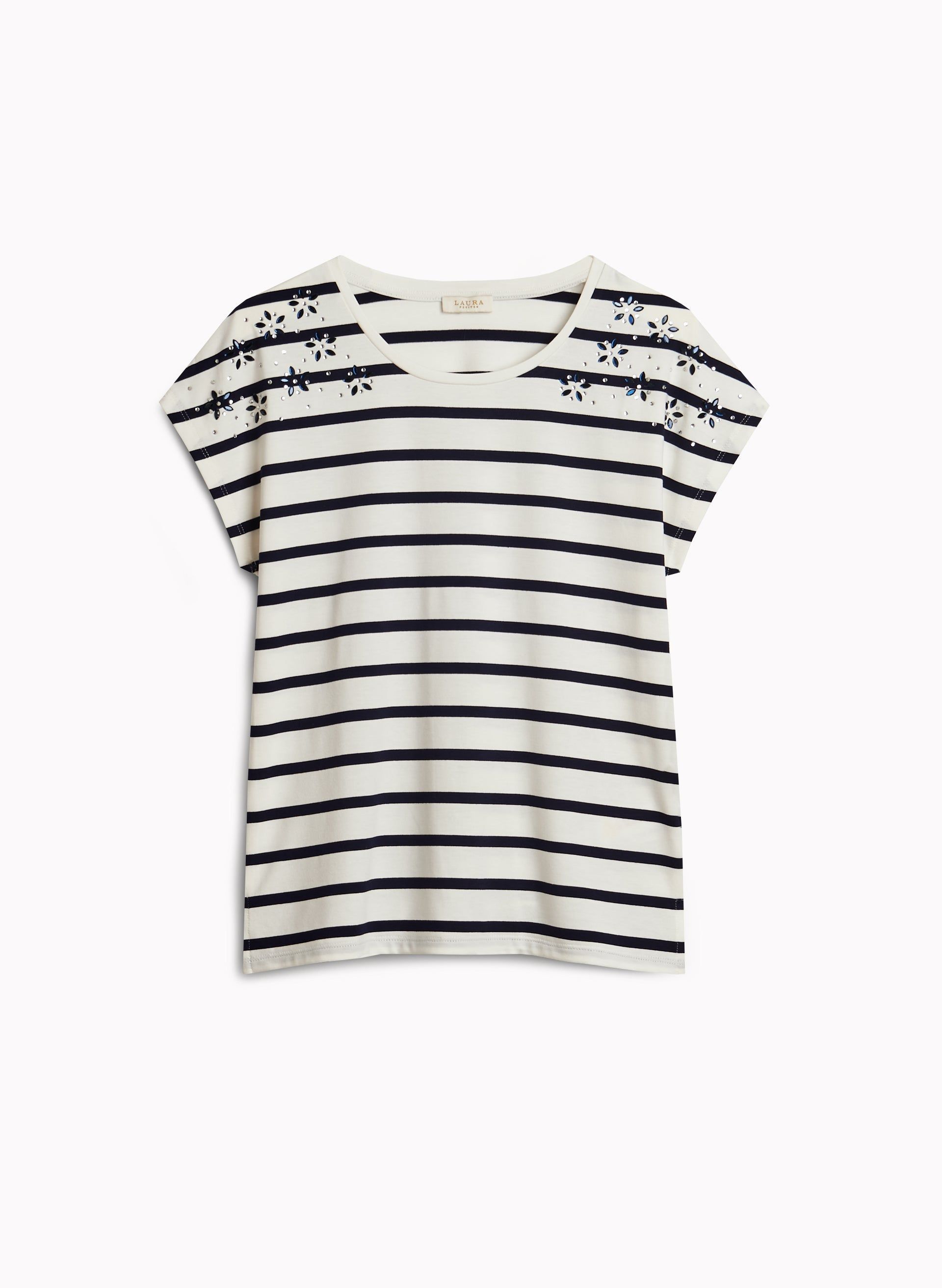 Striped Rhinestone Detail Tee sold by Laura product image thumbnail 5