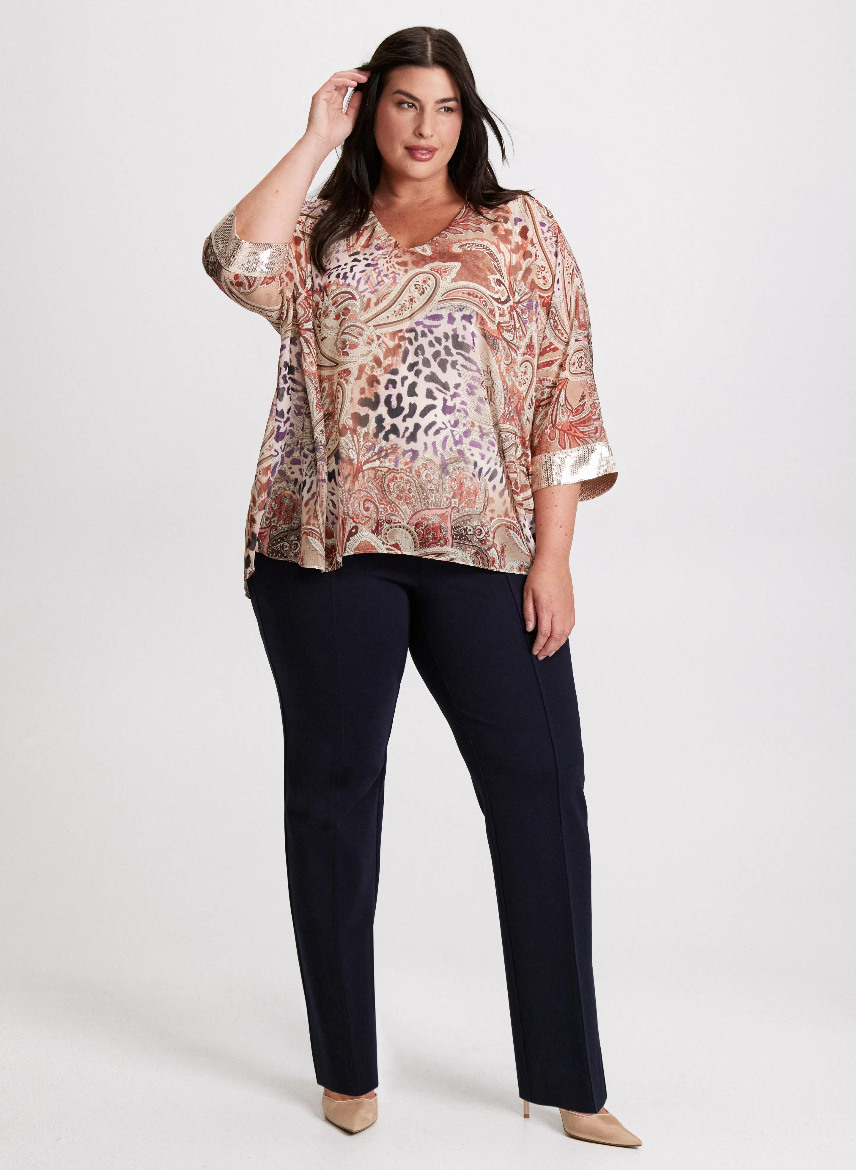 Paisley Print V-Neck Blouse & Straight Leg Pants sold by Laura