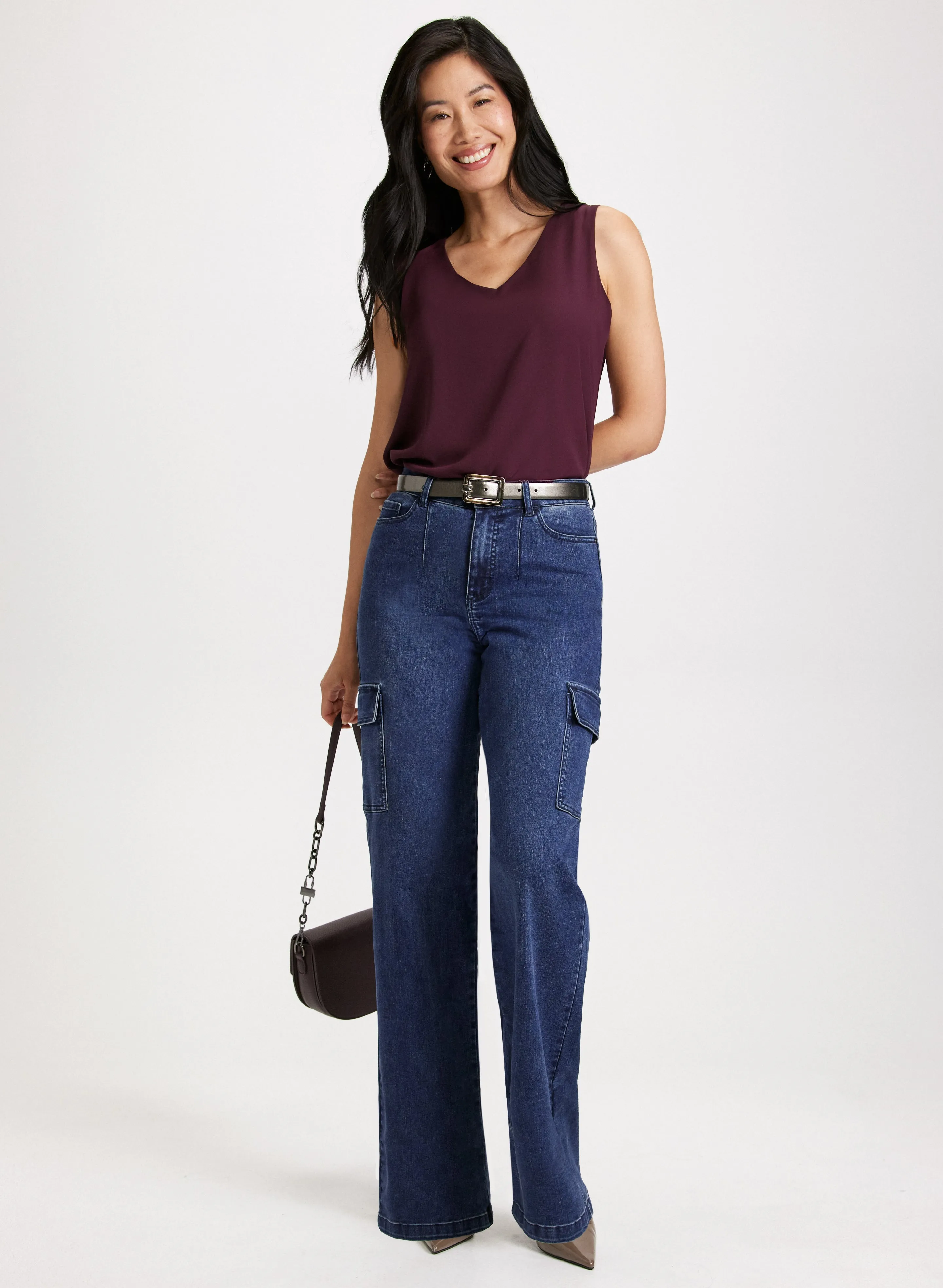 V-Neck Blouse & Cargo Jeans sold by Laura