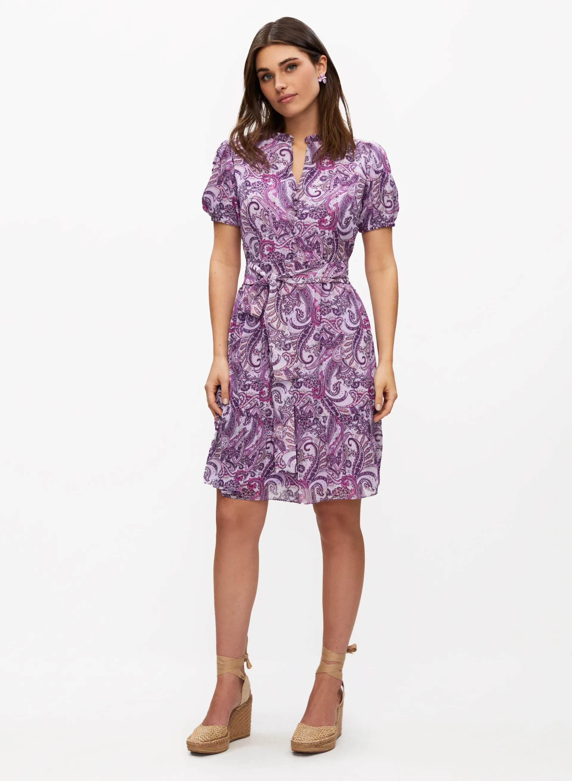 Puff Sleeve Paisley Print Dress sold by Laura