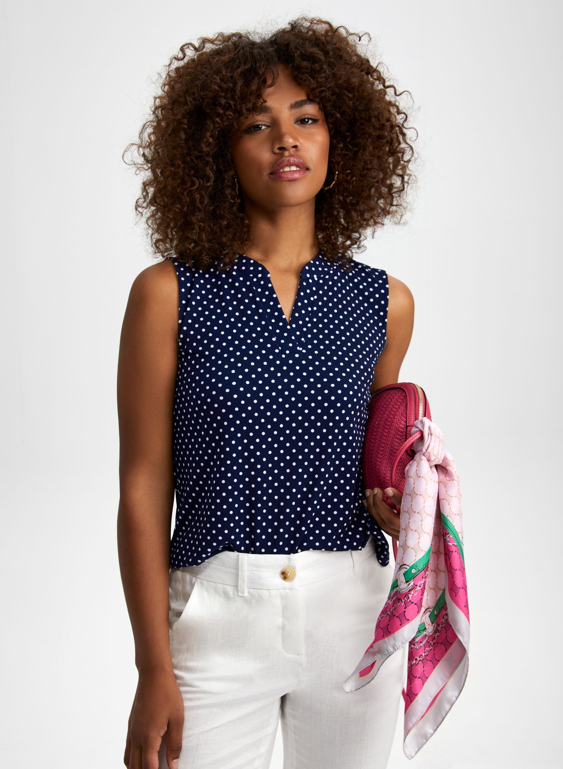 Dot Print Sleeveless Top sold by Laura