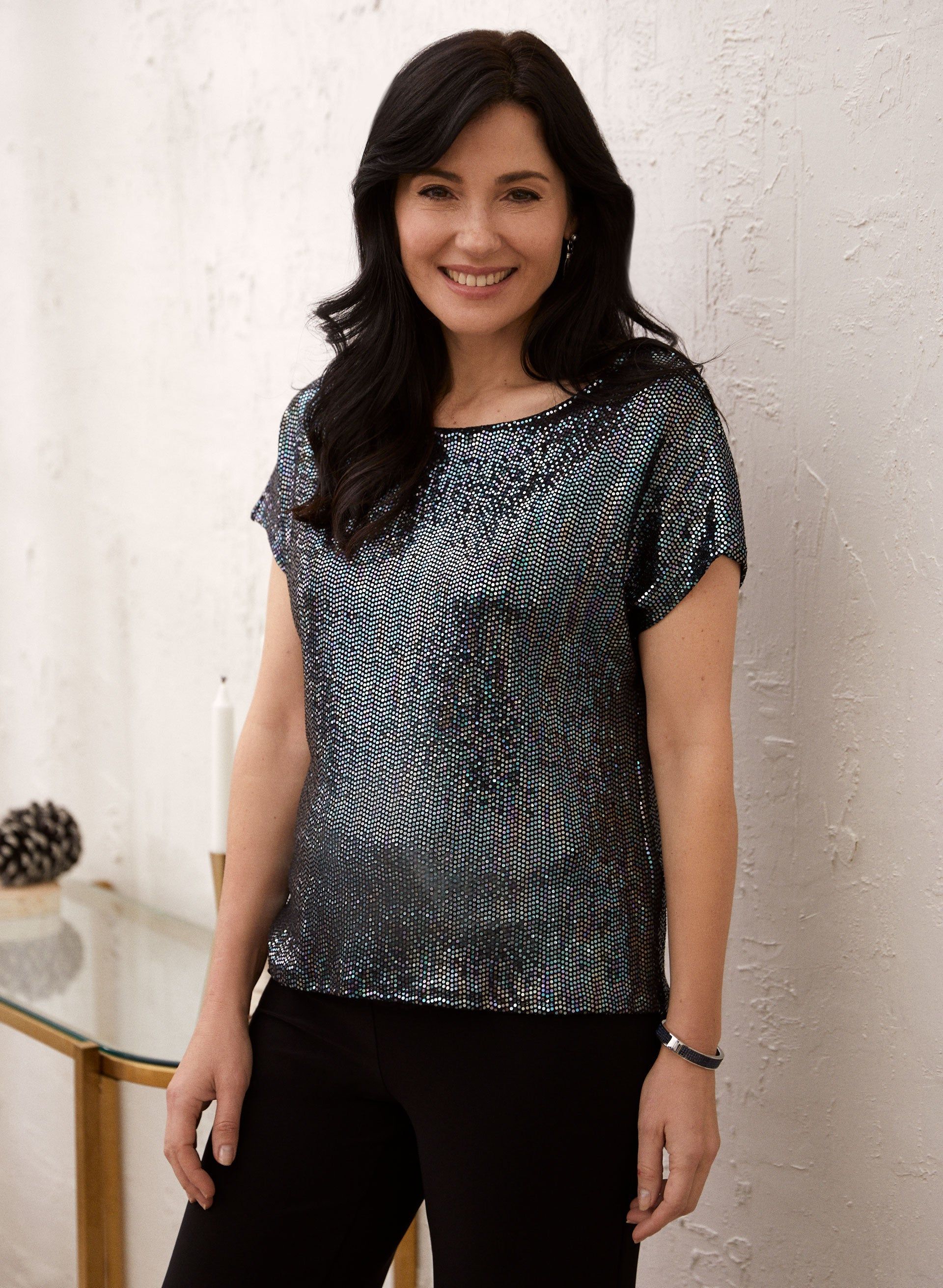 Boat Neck Sequin Top sold by Laura