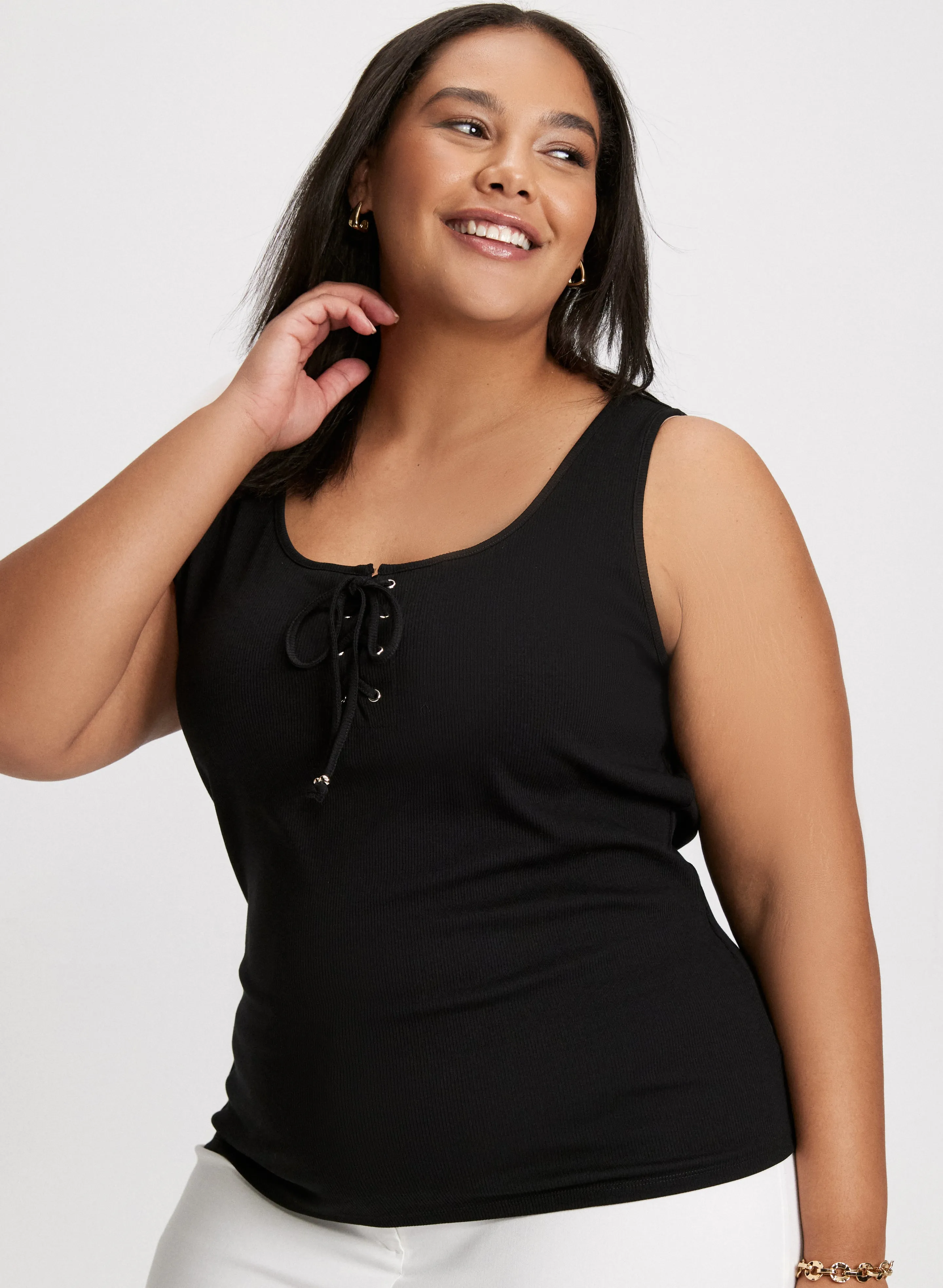 Lace-Up Ribbed Tank sold by Laura product image thumbnail 5