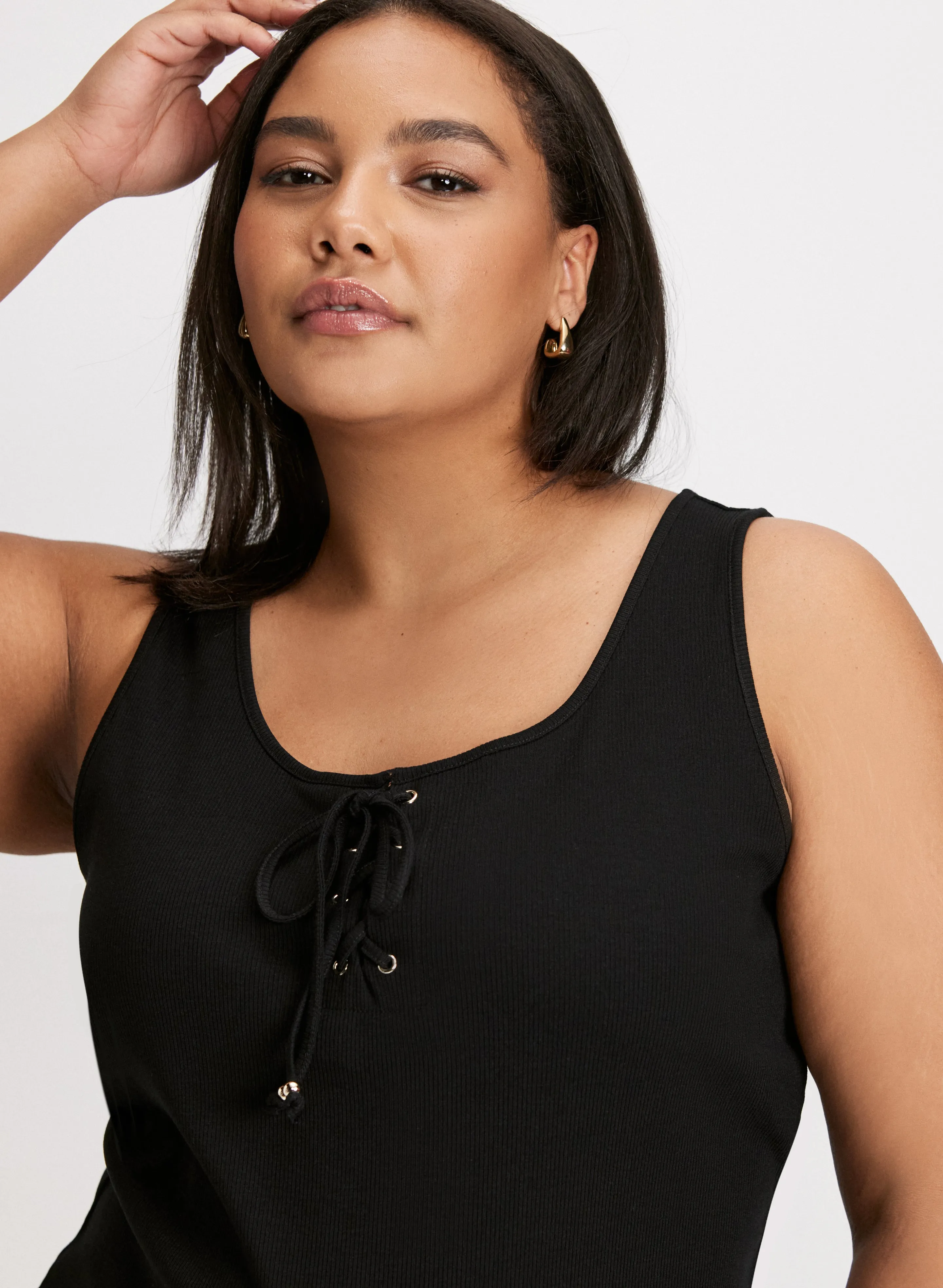 Lace-Up Ribbed Tank sold by Laura product image thumbnail 2