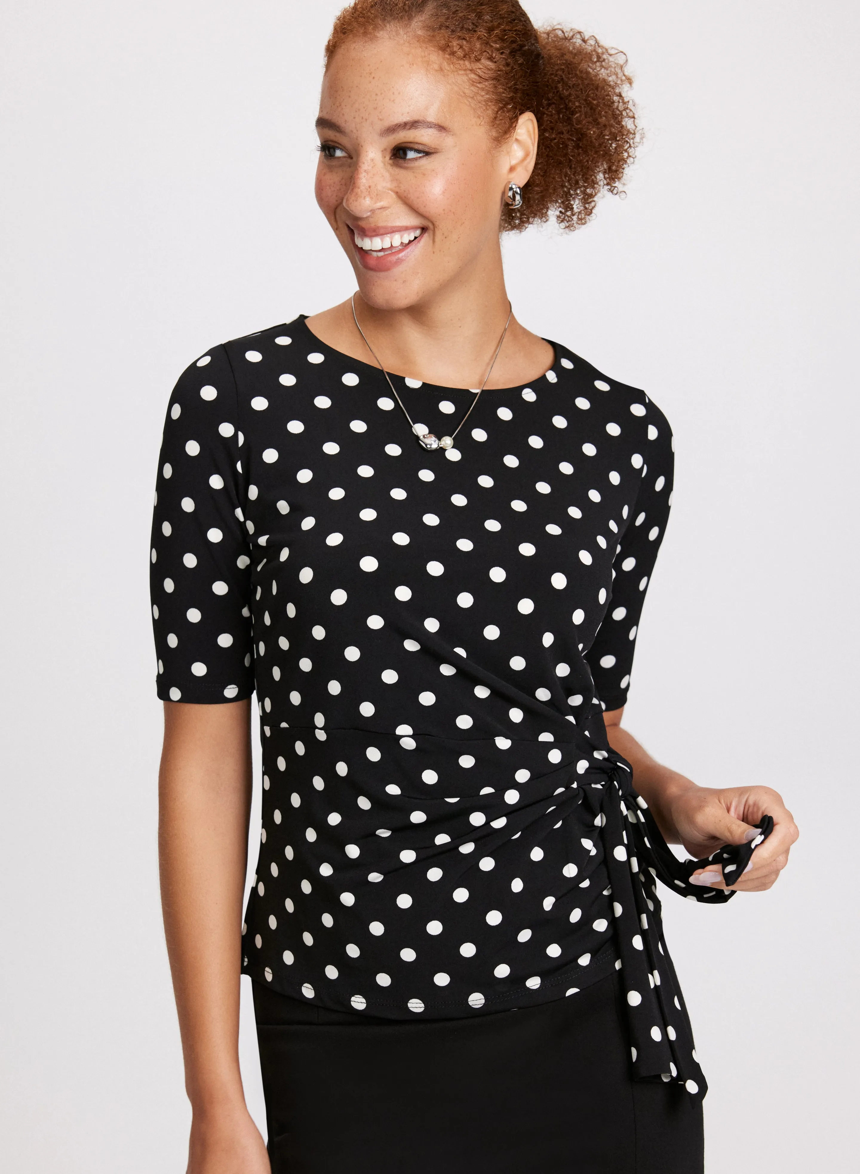 Side-Tie Polka Dot Top sold by Laura