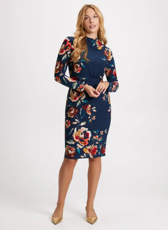 Ruched Mock-Neck Midi Dress sold by Laura