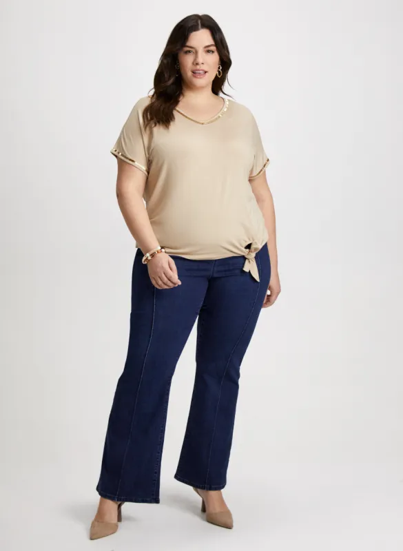 Tee with Beaded Trim & Bootcut Jeans sold by Laura