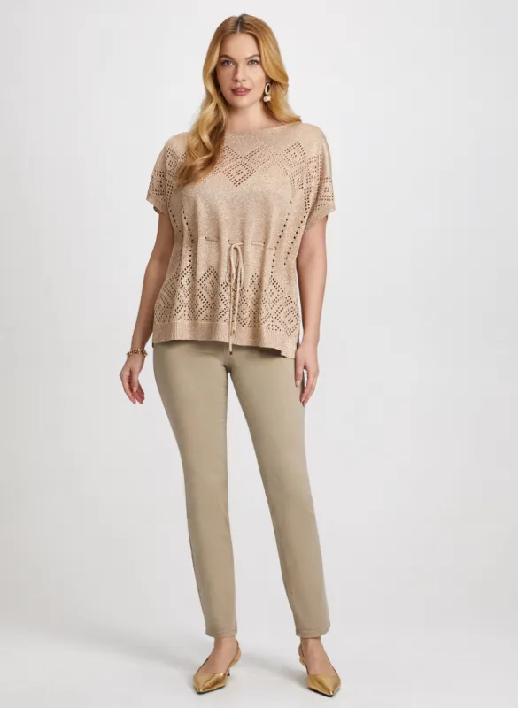 Knit Pullover & Embroidered Straight Leg Denim Pants sold by Laura