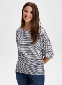 Striped Print Elbow Sleeve Top sold by Laura