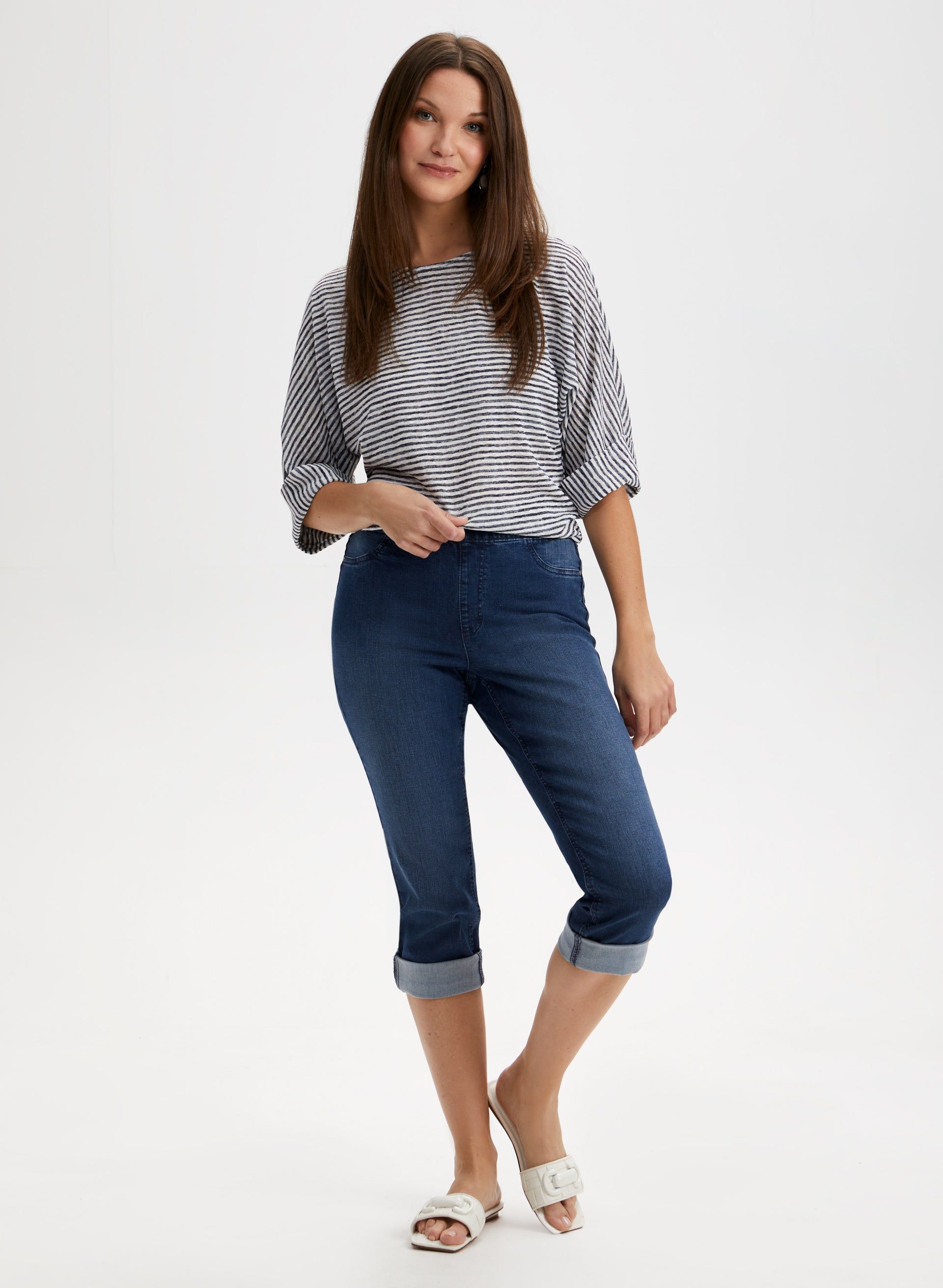 Striped Print Elbow Sleeve Top sold by Laura product image thumbnail 4