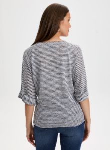 Striped Print Elbow Sleeve Top sold by Laura