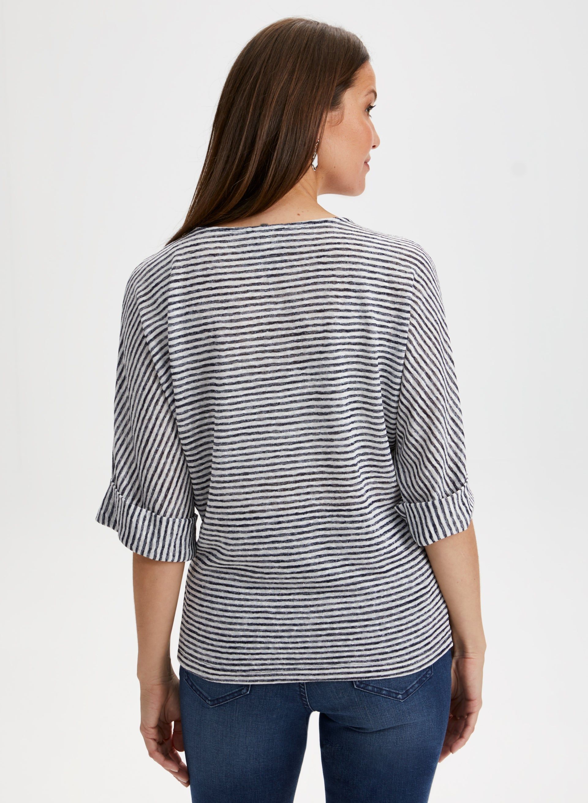 Striped Print Elbow Sleeve Top sold by Laura product image thumbnail 2