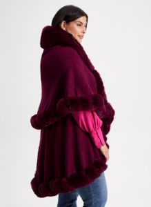 Twist Detail Faux Fur Poncho sold by Laura