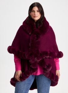 Twist Detail Faux Fur Poncho sold by Laura