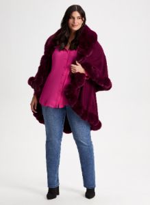 Twist Detail Faux Fur Poncho sold by Laura