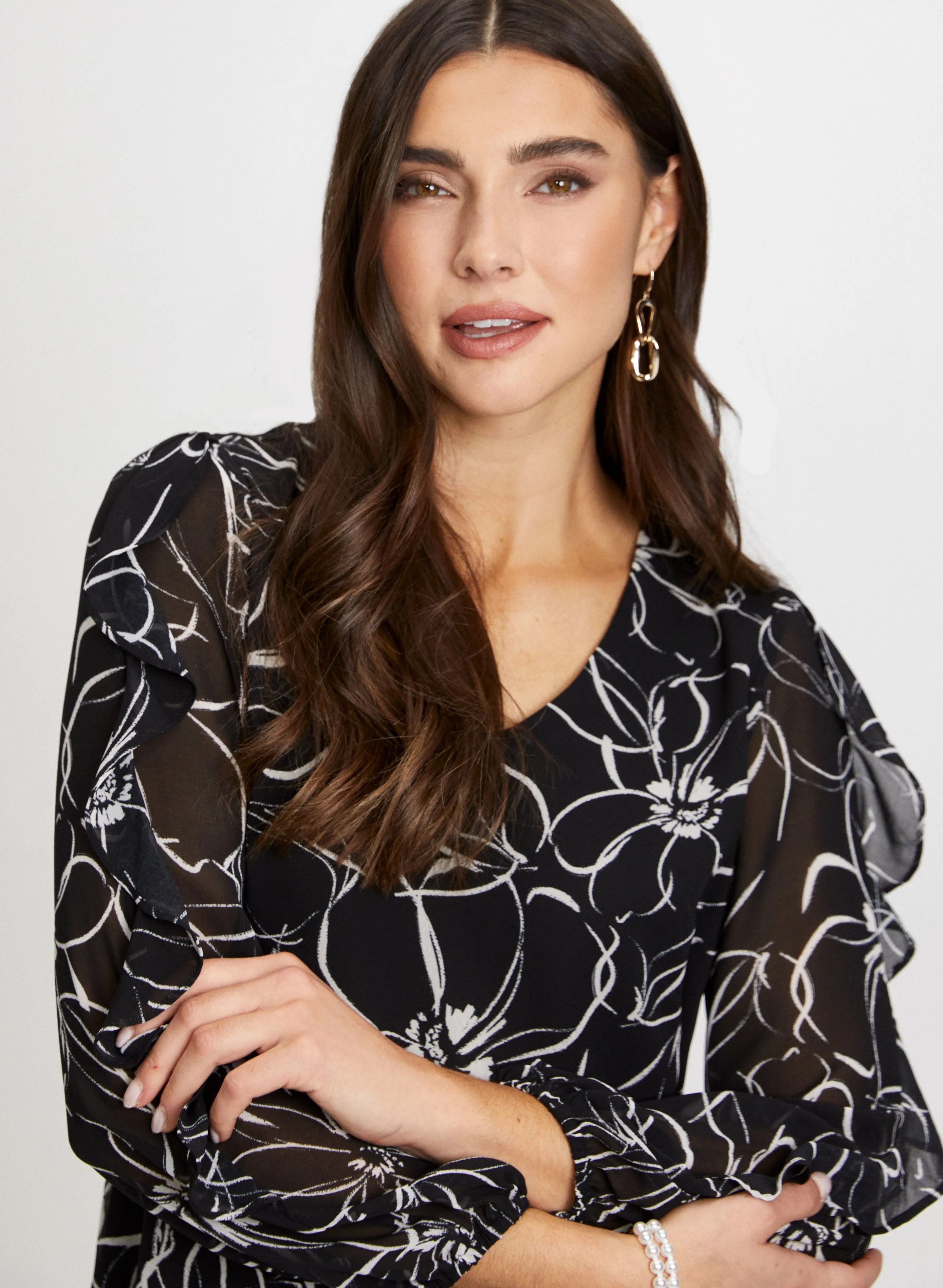 Floral Print Ruffle Sleeve Blouse sold by Laura product image thumbnail 2